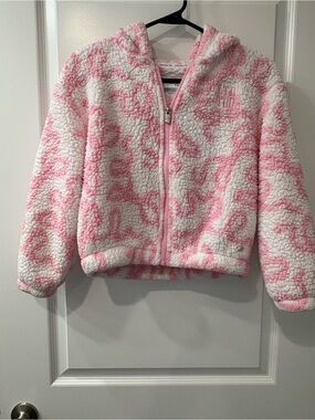 Limited Too White and Pink Sherpa Zip Hoodie with Hood